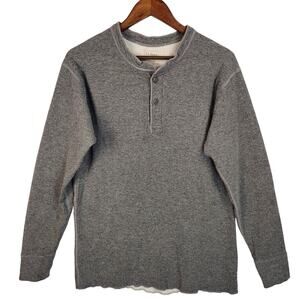 L.L.Bean 2-Ply Wool/Cotton Henley Pullover Shirt Men M Tall Gray Long Sleeve EUC